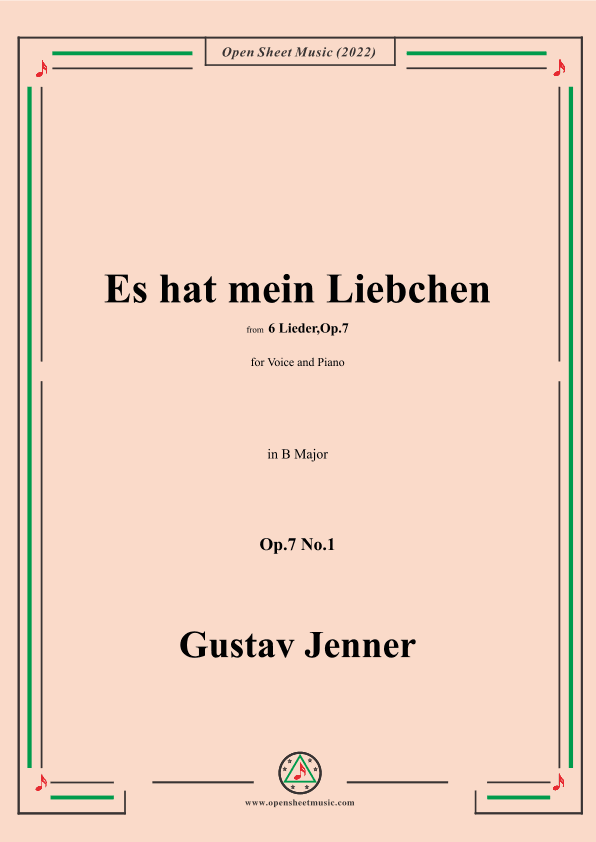 Jenner-Es hat mein Liebchen,in B Major,Op.7 No.1 (arr. OSM Press)