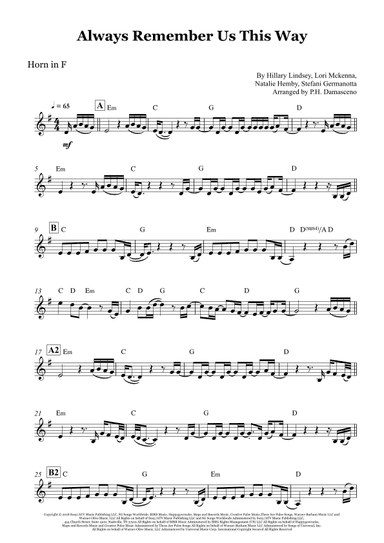 Always Remember Us This Way (arr. P.H. Damasceno)