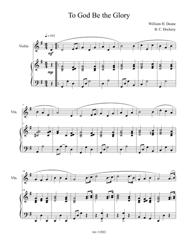 To God Be the Glory (Violin Solo with Piano Accompaniment) (arr. B. C. Dockery)