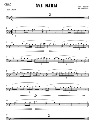Ave Maria Schubert arr. for Cello & Piano (arr. Rammy Music)
