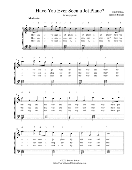 Have You Ever Seen a Jet Plane? - for easy piano (optional voice) (arr. Samuel Stokes)