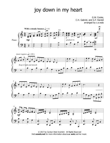 Joy Down in My Heart--a church campfire song (arr. c.e.walz)