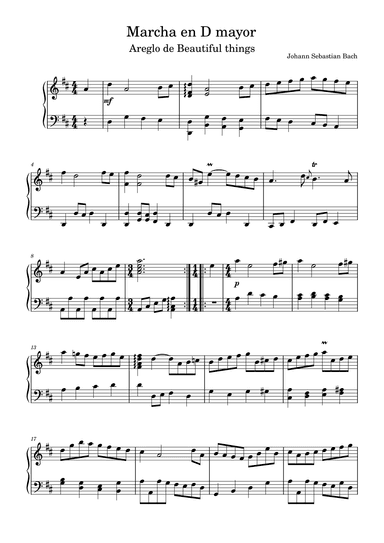 Marcha en D mayor-Johann Sebastian Bach (arr. Beautiful things)