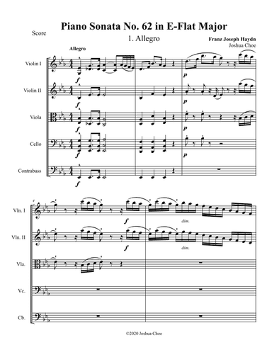 Piano Sonata in E-flat major, Hob.XVI:52, Movement 1 (arr. Joshua Choe)