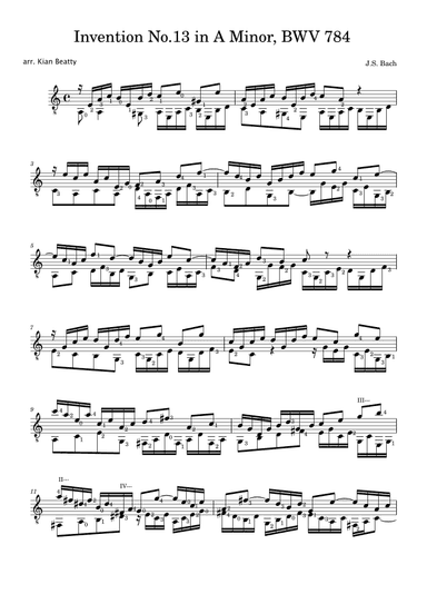 Invention No.13 in A minor, BWV 784 (arr. Kian Beatty) (arr. Kian Beatty)