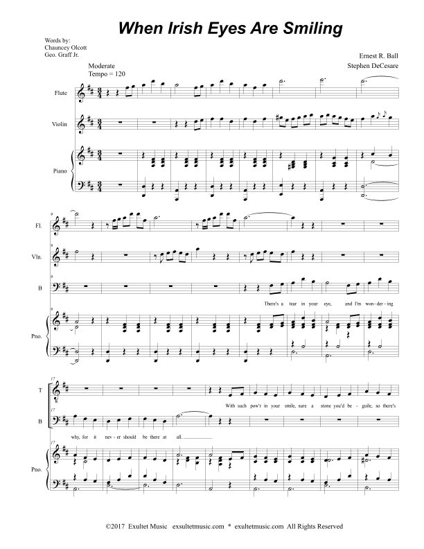 When Irish Eyes Are Smiling (Duet for Tenor and Bass Solo) (arr. Stephen DeCesare)