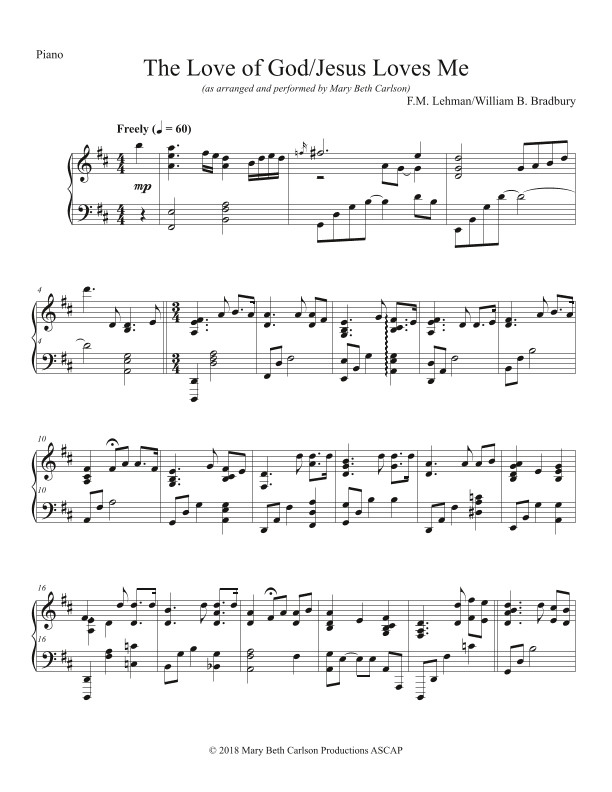 The Love of God / Jesus Loves Me (arr. Mary Beth Carlson)