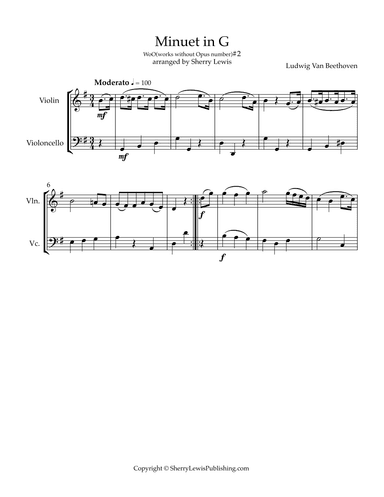 Minuet in G by Beethoven, #2, no opus (arr. Sherry Lewis)
