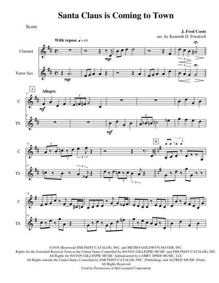 Santa Claus Is Comin' To Town (arr. Kenneth D. Friedrich)