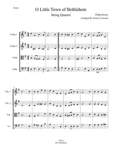 Oh Little Town of Bethlehem for String Quartet (arr. Jeremy Corcoran)