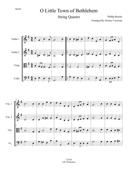 Oh Little Town of Bethlehem for String Quartet (arr. Jeremy Corcoran)