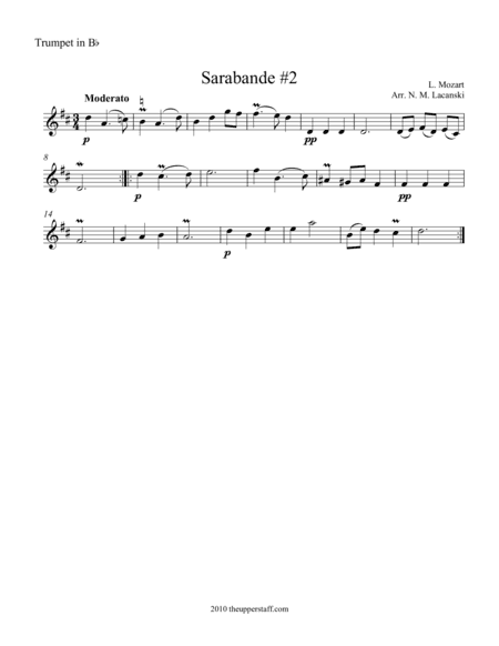 Sarabande #2 (arr. Nick Lacanski)