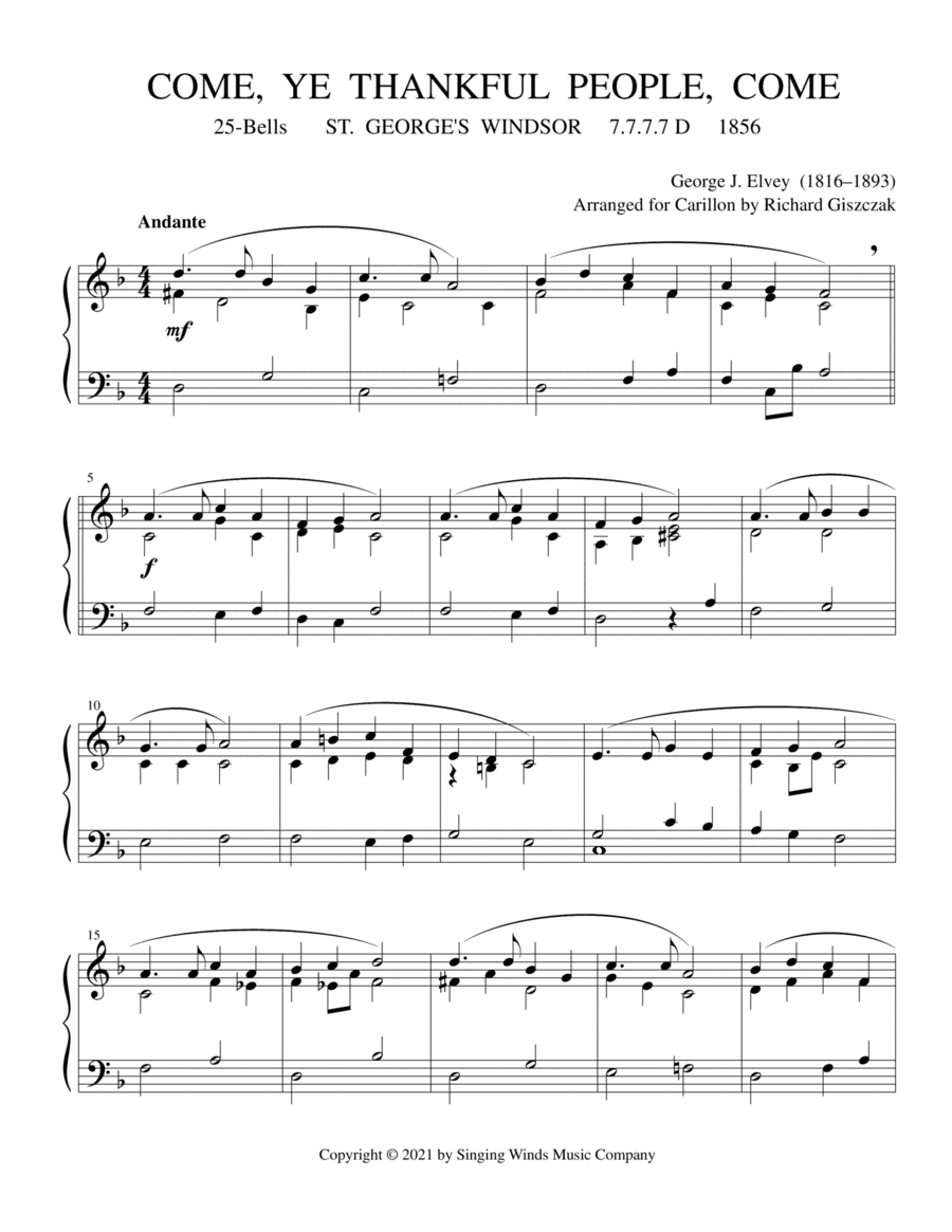 25B. Come, Ye Thankful People, Come (ST. GEORGE'S WINDSOR) (arr. Richard Giszczak)