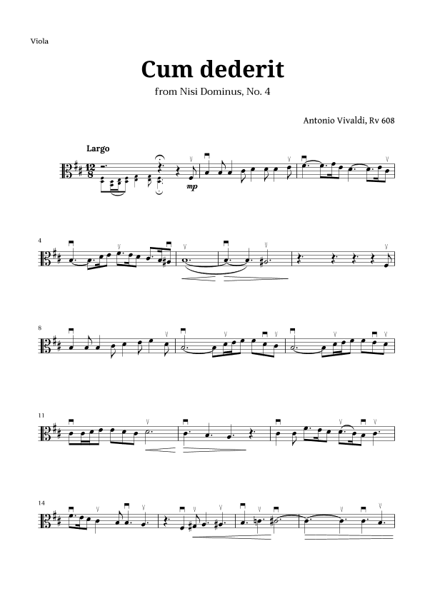 Cum dederit of Vivaldi for Viola (arr. Langanho)