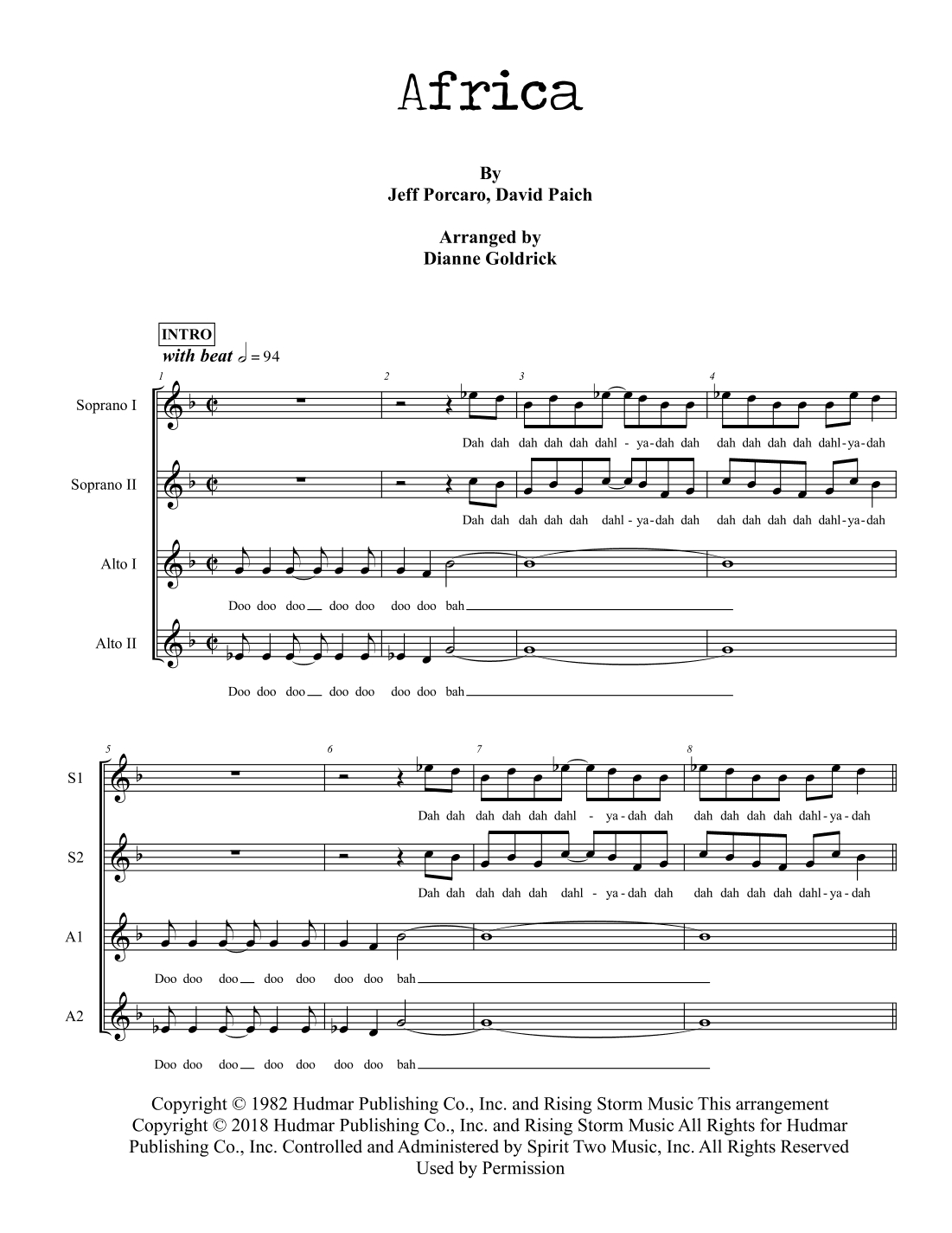 Africa (arr. Dianne Goldrick)