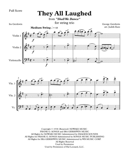 They All Laughed  from SHALL WE DANCE (arr. Judith Katz)
