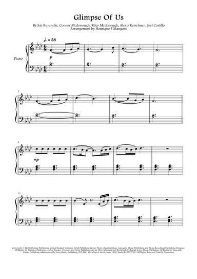 Glimpse Of Us (arr. Henrique F Mangoni)