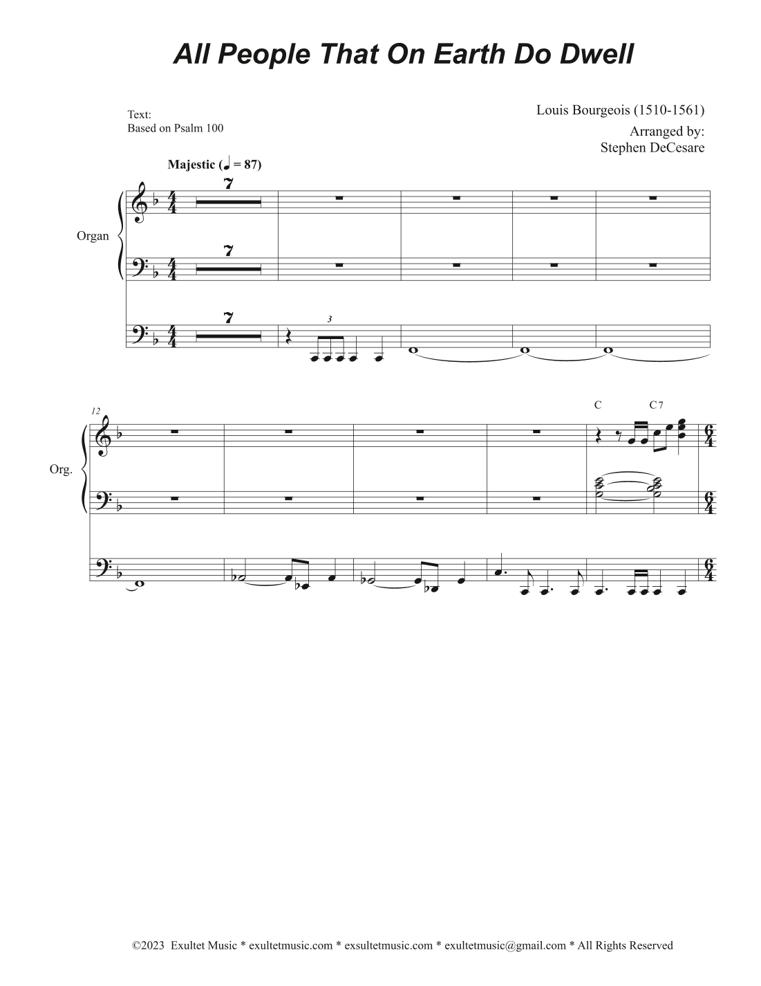 All People That On Earth Do Dwell (Vocal Quartet - (SATB) (Choir/Vocal) (arr. Stephen DeCesare)