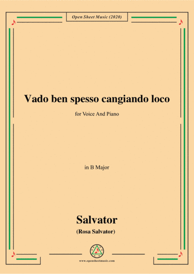 Rosa-Vado ben spesso cangiando loco,in B Major,for Voice and Piano (arr. MSM)