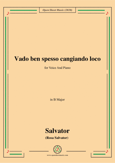 Rosa-Vado ben spesso cangiando loco,in B Major,for Voice and Piano (arr. MSM)