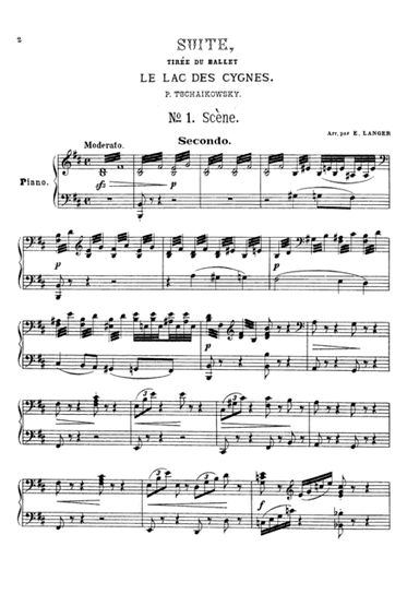 Tchaikowsky from Swan Lake Suite, for piano duet(1 piano, 4 hands), PT804 (arr. E. Langer)