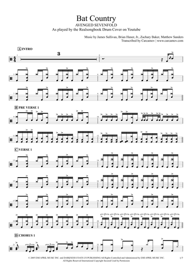 Bat Country (arr. Realsongbook)
