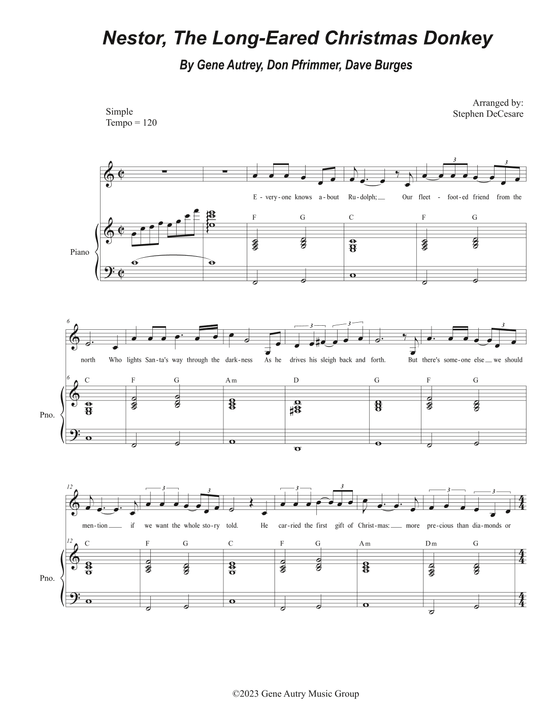 Nestor, The Long-eared Christmas Donkey (arr. Stephen DeCesare)