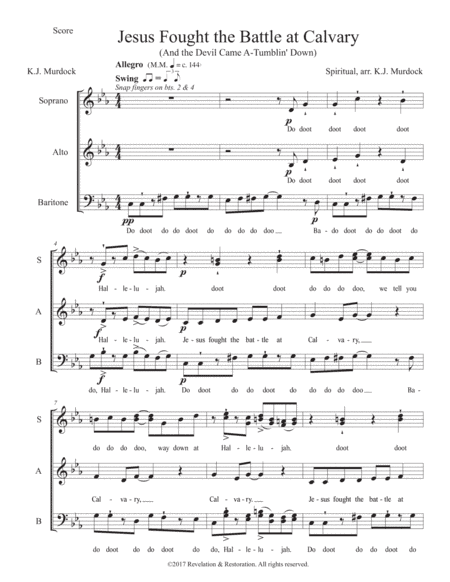 Jesus Fought the Battle at Calvary (to the tune of "Joshua Fought the Battle of Jericho") (arr. K.J. Murdock)
