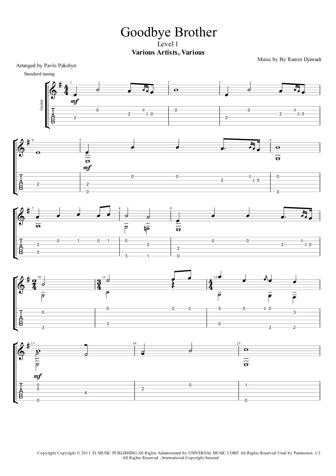 Goodbye Brother (arr. Pavlo Pakshyn)