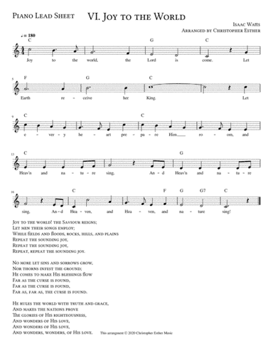 Joy to the World for Piano (Lead Sheet) (arr. Christopher Esther)