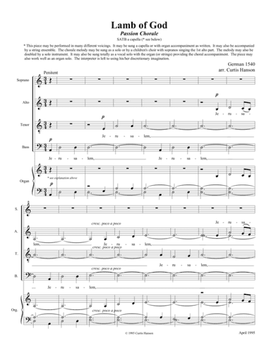 Lamb of God (SATB - expanded voicing) (arr. Curtis Hanson)