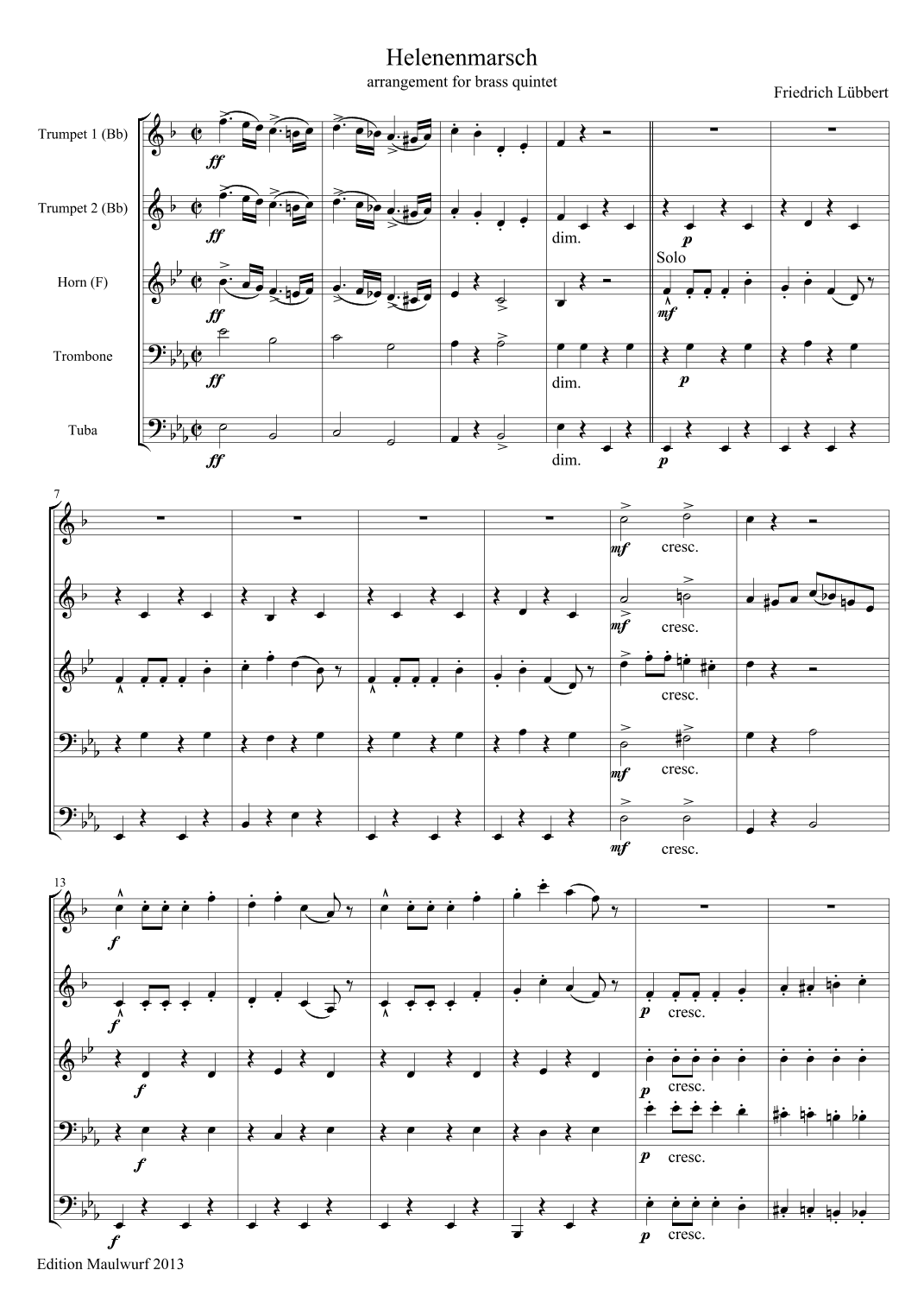 Helenenmarsch (arr. Edition Maulwurf)