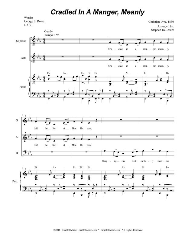 Cradled In A Manger, Meanly (Vocal Trio - (SAB) (arr. Stephen DeCesare)
