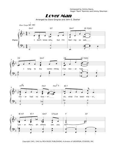 Lover Man (oh, Where Can You Be?) (arr. David Lee Gingras and John E. Dosher)