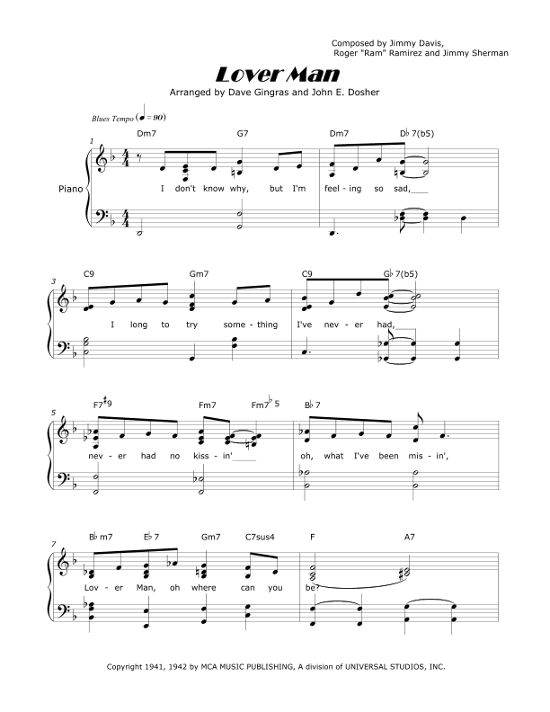 Lover Man (oh, Where Can You Be?) (arr. David Lee Gingras and John E. Dosher)