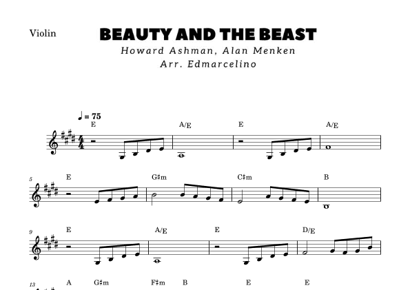 Beauty And The Beast (arr. Edmarcelino)
