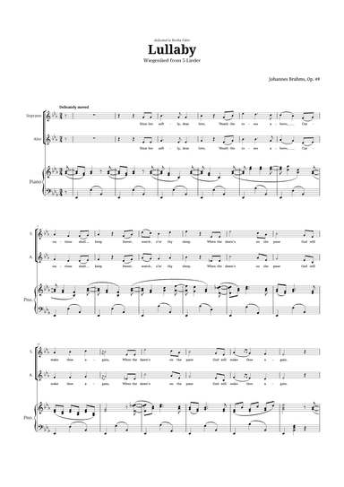 Lullaby by Brahms for SA Choir and Piano (arr. Langanho)