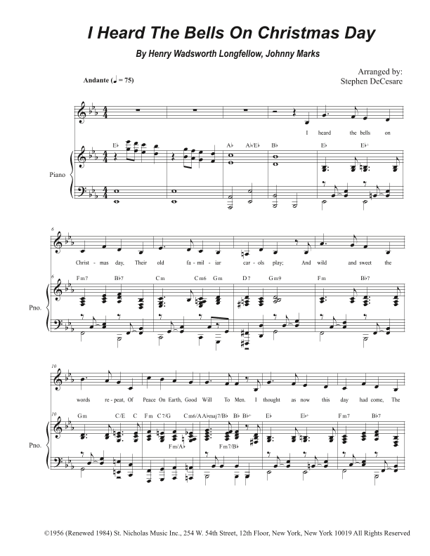 I Heard The Bells On Christmas Day (arr. Stephen DeCesare)