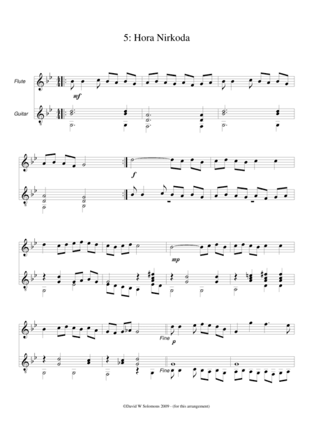 Hora nirkoda (Let's dance the hora) for flute and guitar (arr. David Warin Solomons)