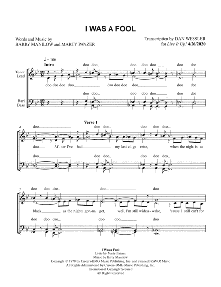 I Was A Fool To Let You Go (arr. Dan Wessler)