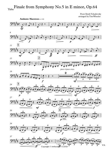 Tchaikovsky arranged by Timothy R Wheeler Finale from Symphony No.5 in E minor, Op.64 (arr. Published by Plantagenet Publishing)