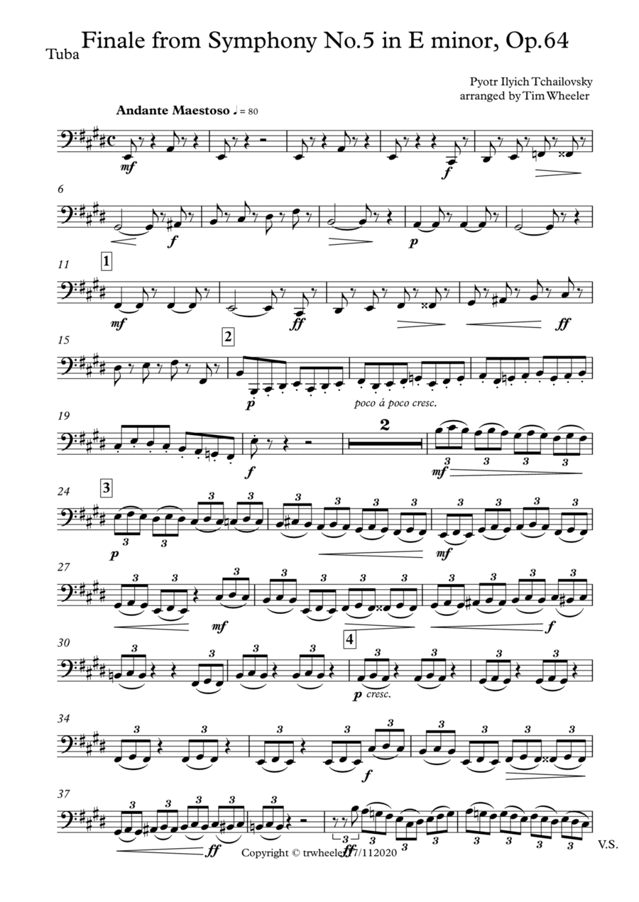 Tchaikovsky arranged by Timothy R Wheeler Finale from Symphony No.5 in E minor, Op.64 (arr. Published by Plantagenet Publishing)