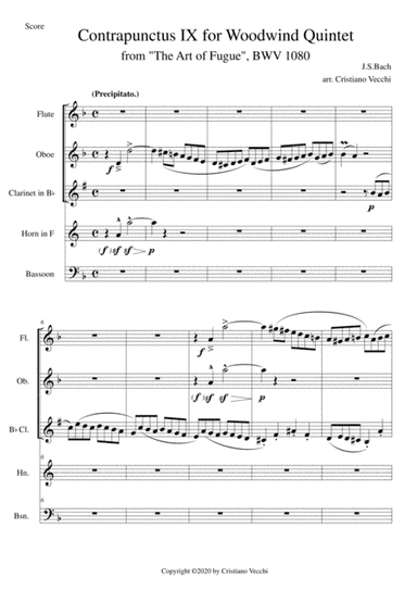 Contrapunctus IX for Woodwind Quintet (arr. Cristiano Vecchi)