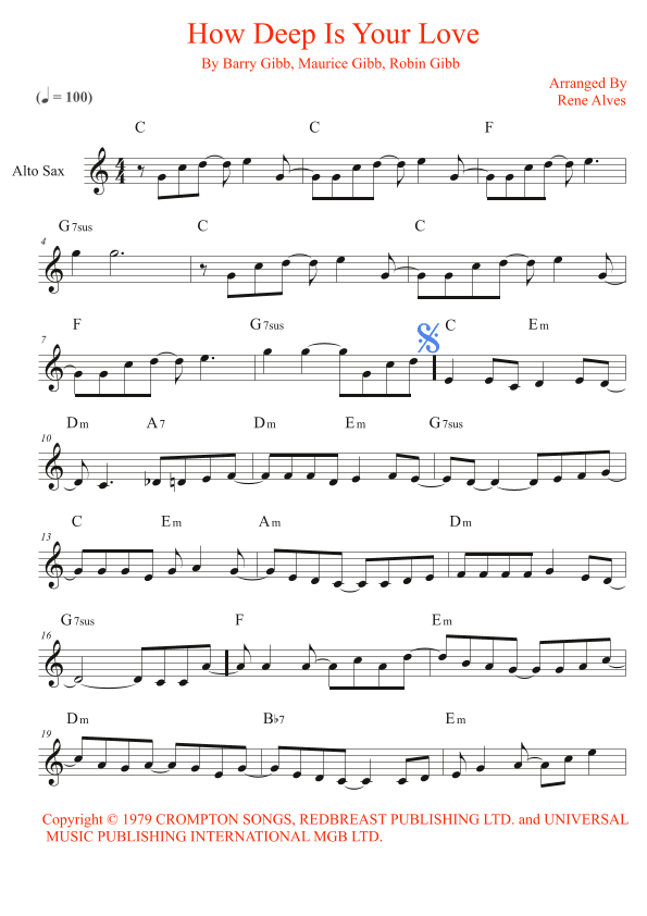 How Deep Is Your Love (arr. Rene Alves)