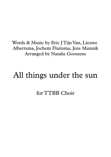 All Things Under The Sun (arr. Natalie Goossens)