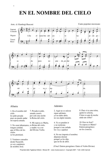 EN EL NOMBRE DEL CIELO - Arr. for SATB Choir - Score Only (arr. Don Gianluigi Rusconi)