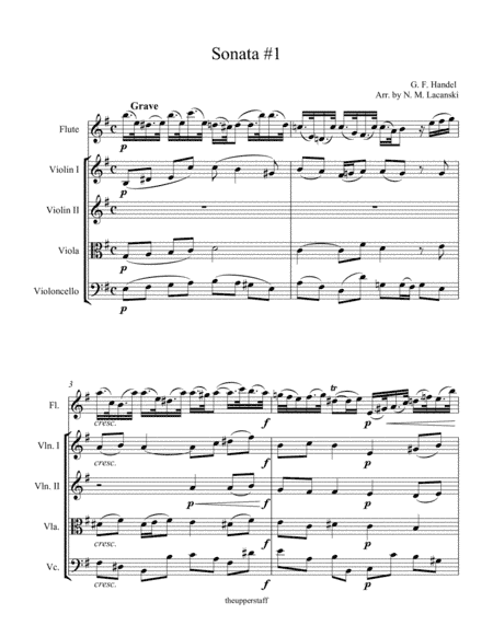 Sonata #1 Movement 1 in E Minor for Flute and String Quartet (arr. Nick Lacanski)