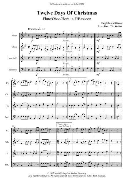 Twelve Days Of Christmas (arr. Gert Th. Walter)