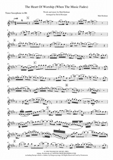 The Heart Of Worship (when The Music Fades) (arr. David Kocijan)