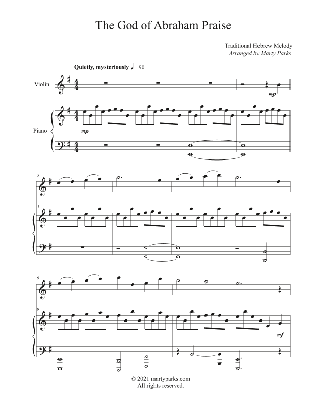 The God of Abraham Praise (Violin-Piano) (arr. Marty Parks)